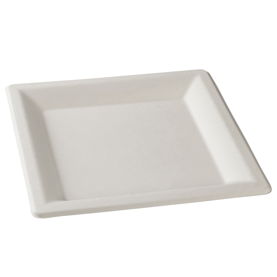 Assiette carrée pulpe de canne 260x260 mm