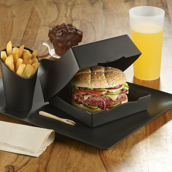 Boîte burger LOOP avec couvercle PP 169x171 mm