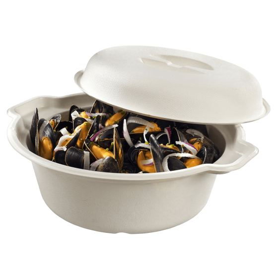 Cocotte pulpe de canne avec lamination + couvercle 1700 ml