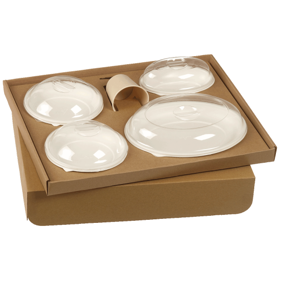 Kit plateau-repas Ecokraft vaisselle Galaxie blanche + couv