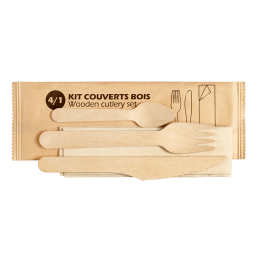 Kit di posate 4/1 in legno con piccolo cucchiaio