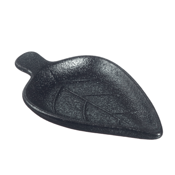 Ciotolina Foglia Sandy in ceramica nera da 96x61x13 mm