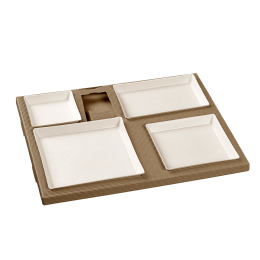 Kit vassoio pasti Polaris stoviglie Quartz bianche laminate