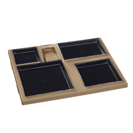 Kit vassoio pasti Polaris stoviglie Quartz nere laminate+pos