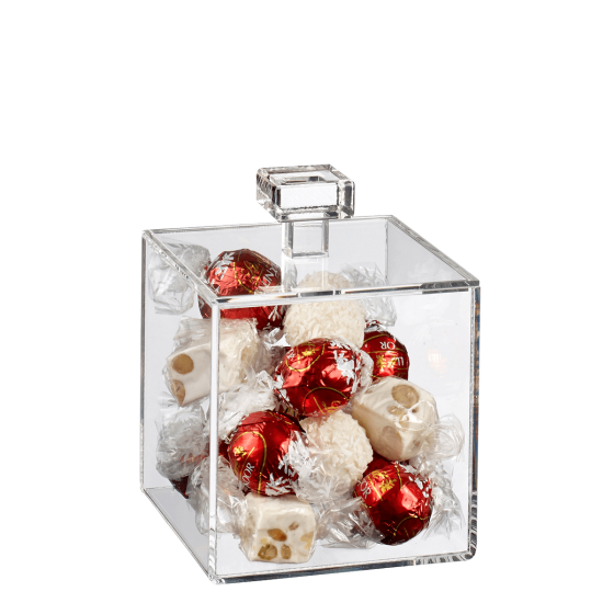 Cubo in PMMA da 100 x 100 mm con coperchio