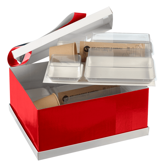 Kit vassoio Reverso con doppio bordo rosso