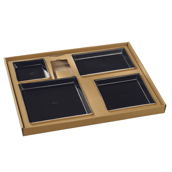 Kit vassoio pasti Ecokraft stoviglie Quartz nere laminate Kit vassoio pasti Ecokraft stoviglie Quartz nere laminate