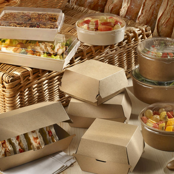 Scatola per hamburger Premium piccola da 130x130x83 mm Scatola per hamburger Premium piccola da 130x130x83 mm