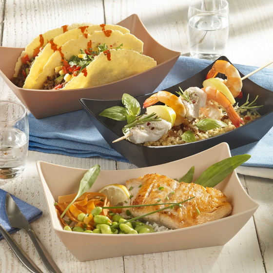 Vaschetta Snacking LOOP in PP beige chiaro 700 ml Vaschetta Snacking LOOP in PP beige chiaro 700 ml