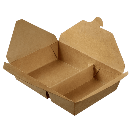 Scatola per il pranzo Ecokraft con 2 scomparti da 450+700ml Scatola per il pranzo Ecokraft con 2 scomparti da 450+700ml