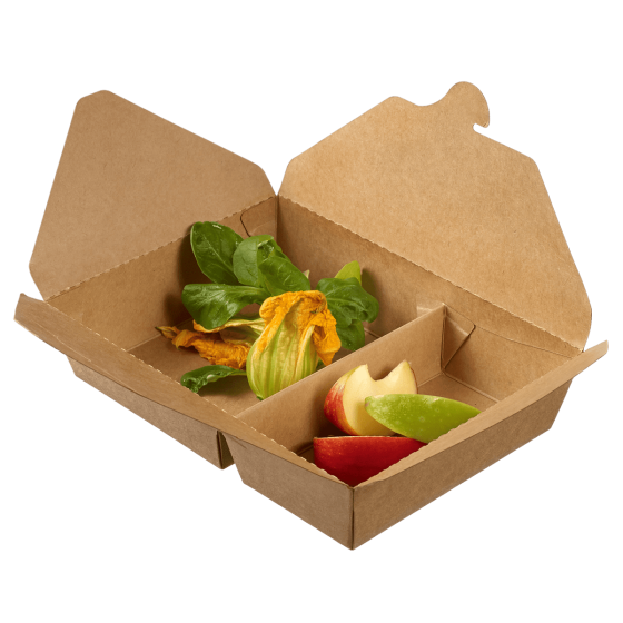 Scatola per il pranzo Ecokraft con 2 scomparti da 450+700ml Scatola per il pranzo Ecokraft con 2 scomparti da 450+700ml