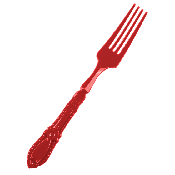 Mini fourchette Baroque rouge PS - 12 paquets de 25 Mini fourchette Baroque rouge PS - 12 paquets de 25