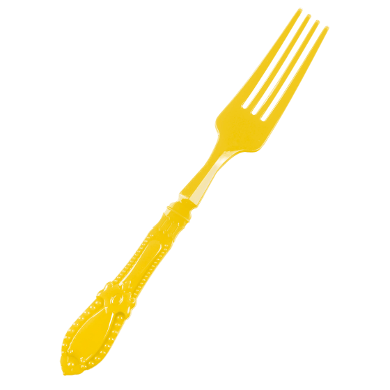 Mini fourchette Baroque jaune PS - 12 paquets de 25 Mini fourchette Baroque jaune PS - 12 paquets de 25