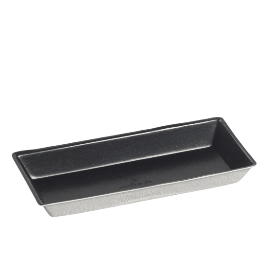 Assiette Quartz pulpe de canne avec lam. noire 130x60 mm Assiette Quartz pulpe de canne avec lam. noire 130x60 mm