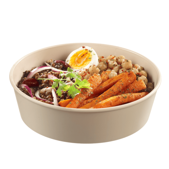 Insalatiera LOOP + coperchio in PP beige chiaro 1.000 ml