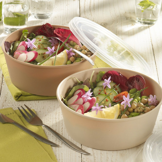 Insalatiera LOOP + coperchio in PP beige chiaro 1.300 ml Insalatiera LOOP + coperchio in PP beige chiaro 1.300 ml