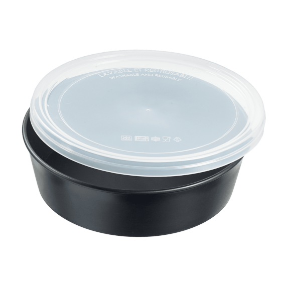 Saladier LOOP avec couvercle PP noir 1000 ml