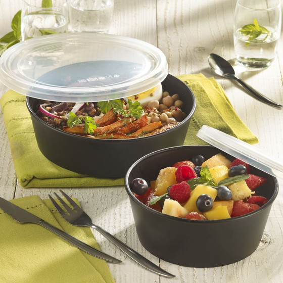 Saladier LOOP avec couvercle PP noir 1000 ml