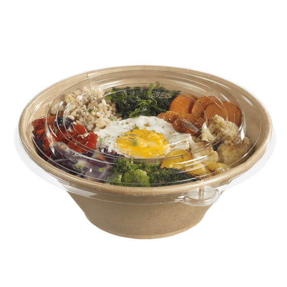 Insalatiera conica 1300ml Ecokraft +Coperchio PET antinebbia