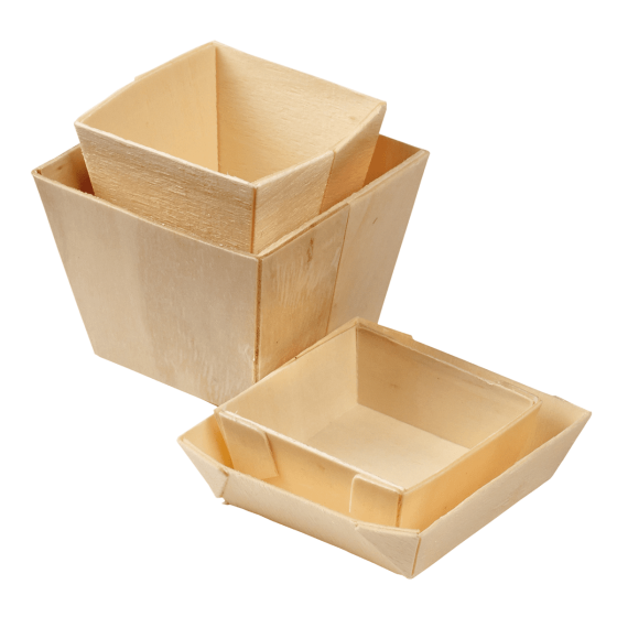 Vaschetta quadrata alta con carta da forno da 65 ml