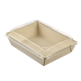 Barquette bois avec lamination + couvercle 1000 ml