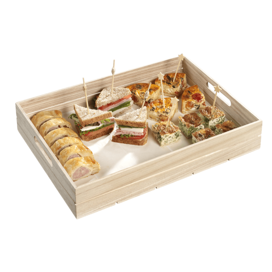 Vassoio in legno impilabile de 380x275x66 mm