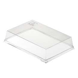 Couvercle RPET pour assiette Quartz pulpe de canne 185x130mm