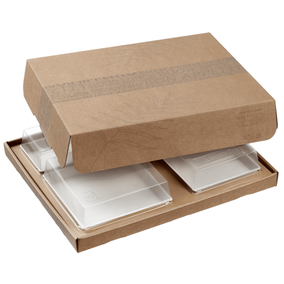 Couvercle décor feuille pr plateau-repas Ecokraft 366x295mm