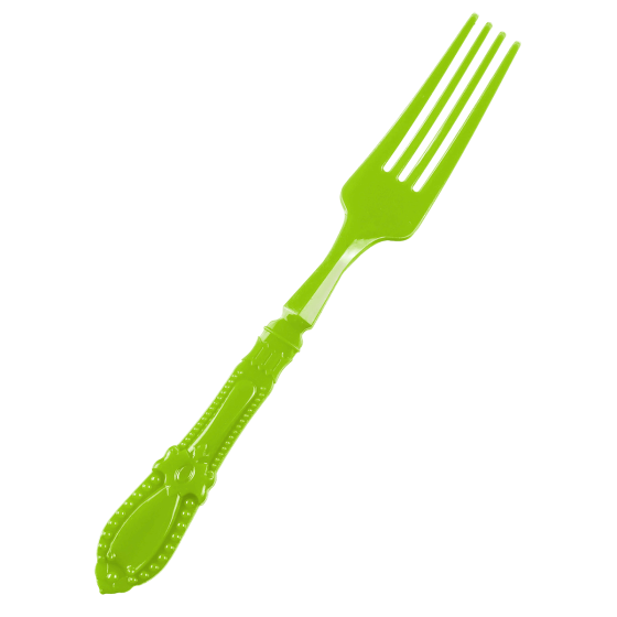 Mini fourchette Baroque verte PS - 12 paquets de 25