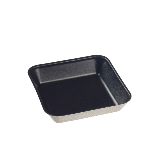 Piatto Kanopée in polpa di canna laminato nero da 100x100 mm