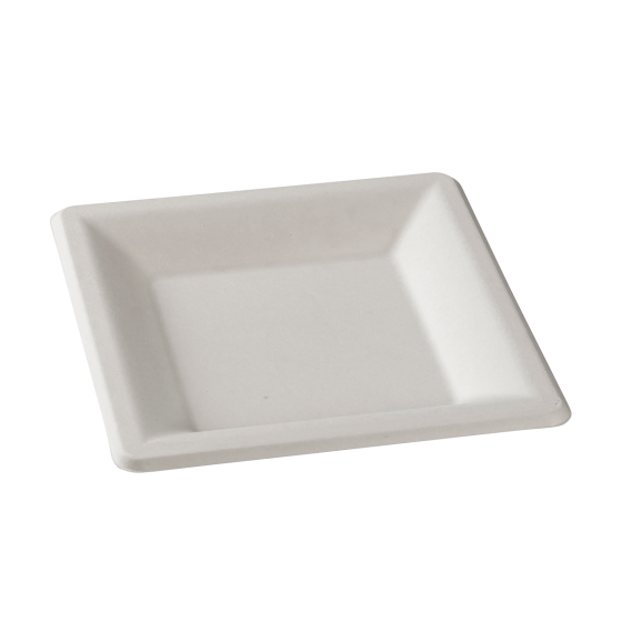 Piatto quadrato in polpa di canna da 200 x 200 mm