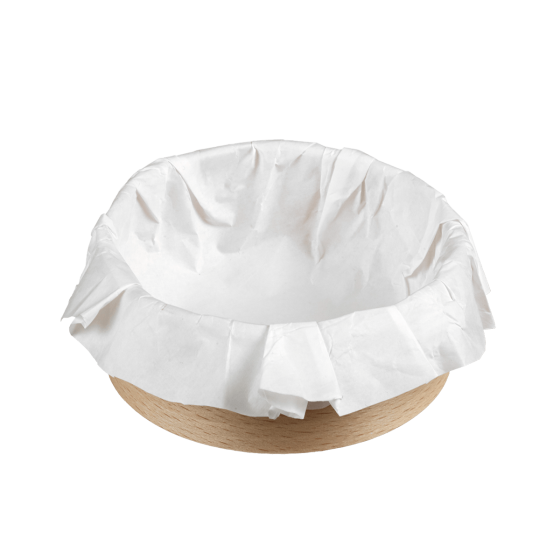 Teglia circolare in legno con carta da forno Ø 100 mm