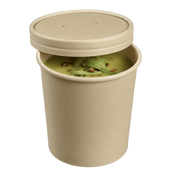 Pot fibre de bambou avec lamination + couvercle 380 ml