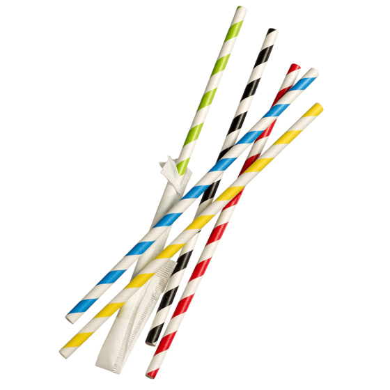 Cannuccia rigida in carta confezionata singolarmente 200 Ø6 mm