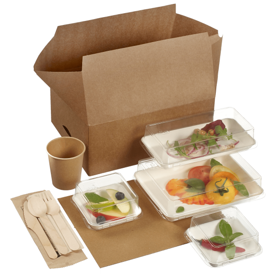 Kit boîte Postal Lunch vaisselle Kanopée pulpe de canne