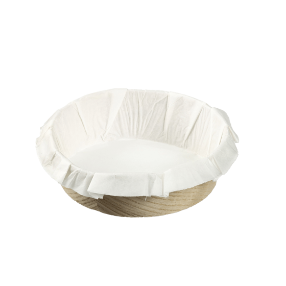 Teglia circolare in legno con carta da forno Ø 140 mm