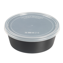 Saladier LOOP avec couvercle PP noir 1300 ml