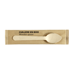 Petite cuillère bois emballée 140 mm