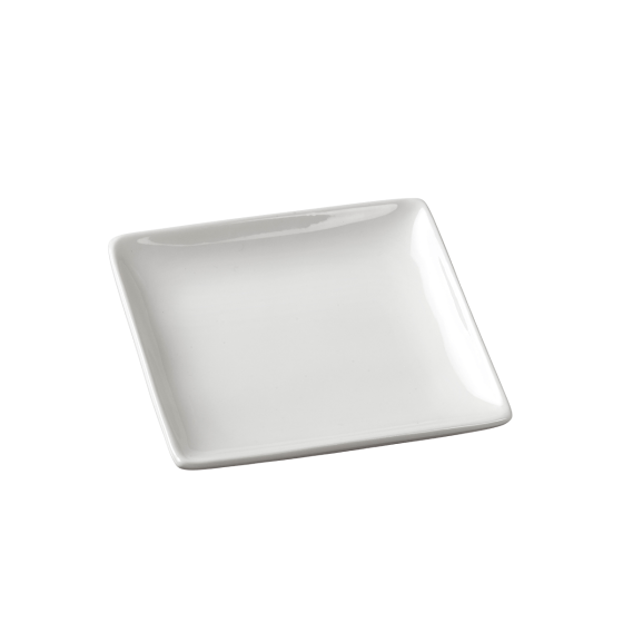 Piatto Fluid' in ceramica bianca da 110x110x14 mm