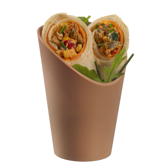 Vaschetta per patatine fritte LOOP PP beige scuro H120Ø82mm