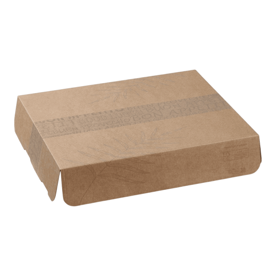 Couvercle décor feuille pr plateau-repas Ecokraft 366x295mm