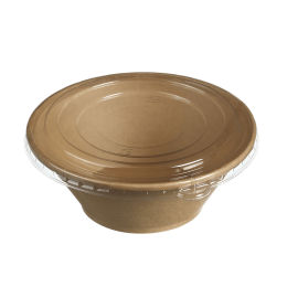 Saladier rond conique 1050 ml Ecokraft avec couvercle PET