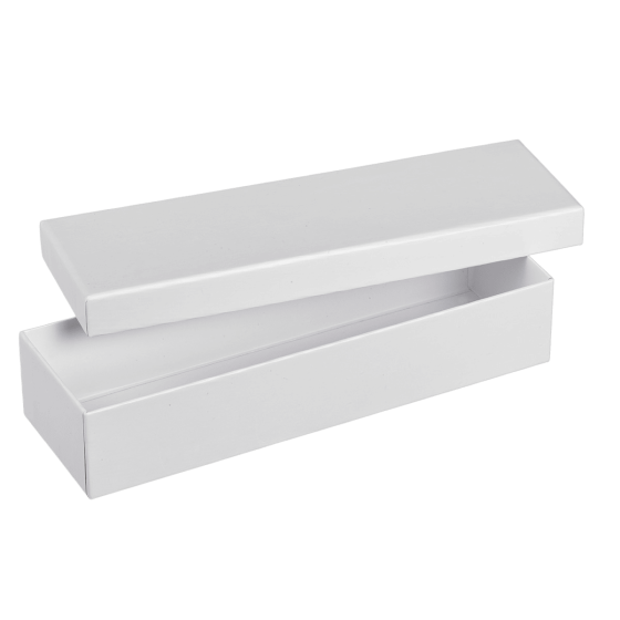 Coffret carton blanc (base + couvercle) 245x80x50 mm