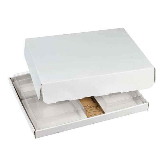 Base montata per vassoio Ecokraft bianco brillante 367x297mm