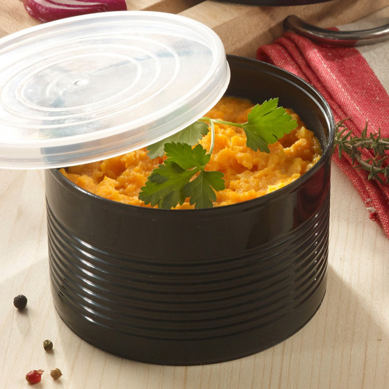 Boîte de conserve PP noir avec couvercle 450 ml