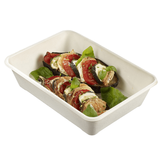 Barquette Quantum pulpe de canne avec lamination CPET 840 ml