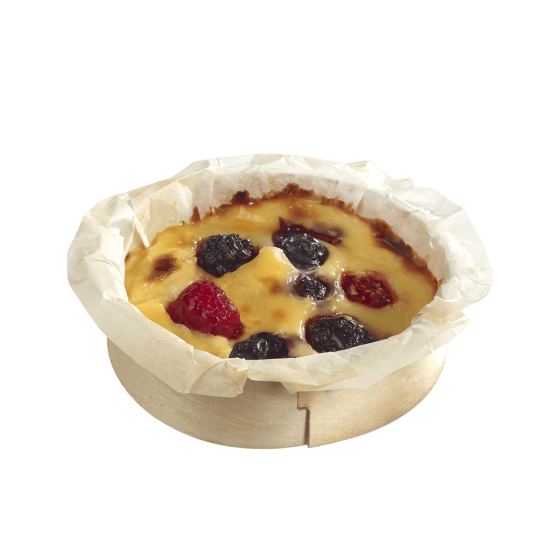 Teglia circolare in legno con cocca + carta da forno Ø110 mm