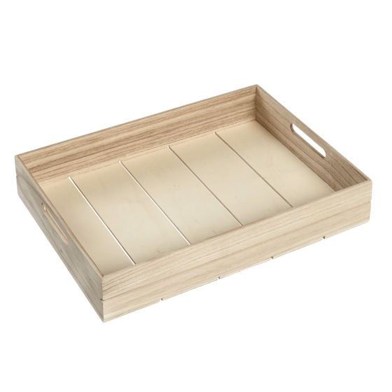Plateau bois empilable 380x275x66 mm