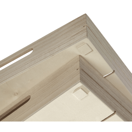 Vassoio in legno impilabile de 380x275x66 mm