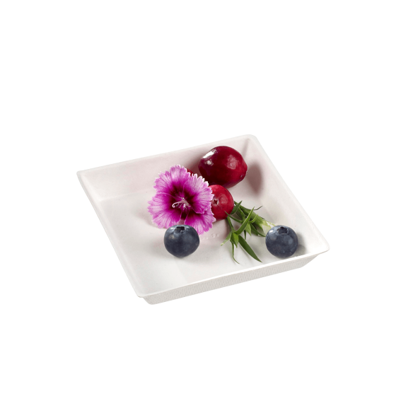 Assiette Quartz 90x90 mm pulpe de canne blanche 